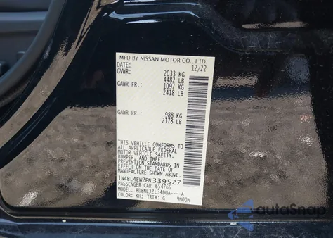 2023 Nissan Altima Sl Intelligent Awd z USA, uszkodzony, nr VIN 1N4BL4EW2PN339527